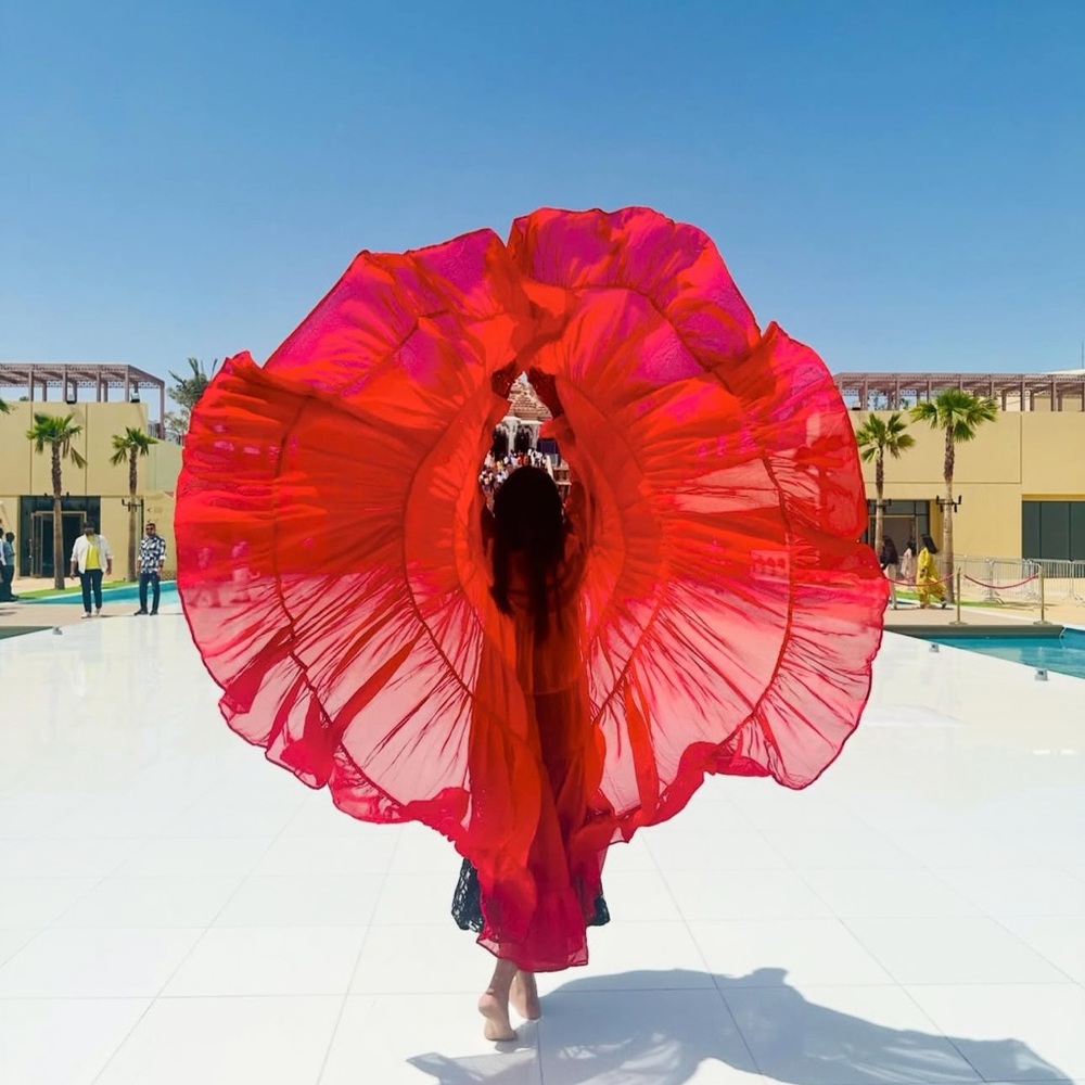 Red flowy cover up